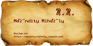 Mándity Mihály névjegykártya